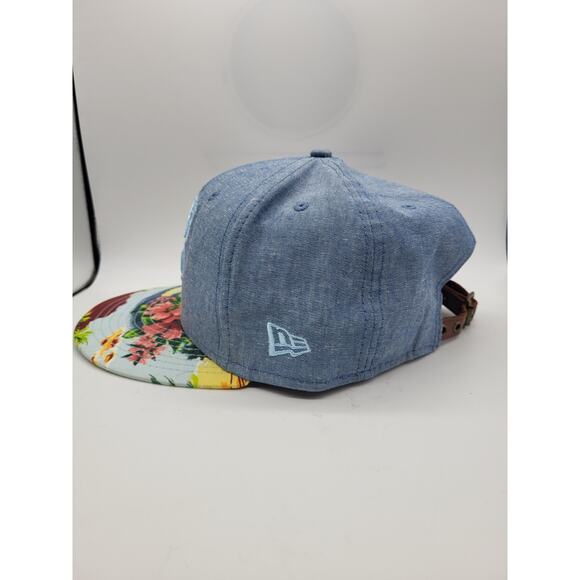 New Era NY Knicks Hardwood Classics 9Fifty Blue Denim Floral Strapback Hat M/L - Picture 4 of 10